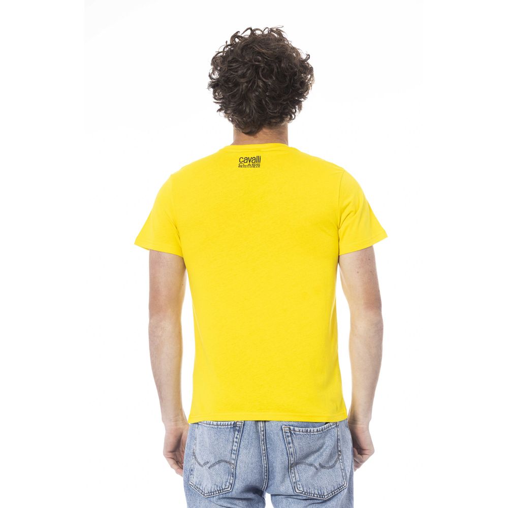 Cavalli Class Yellow Cotton Men T-Shirt