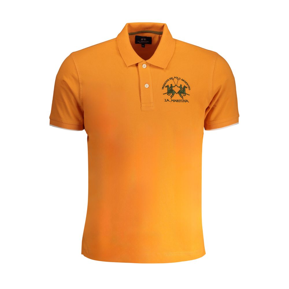 La Martina Orange Cotton Polo Shirt La Martina