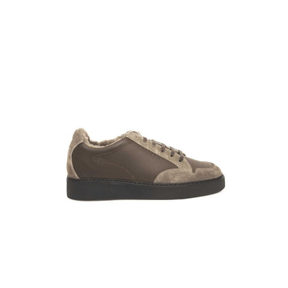 Cerruti 1881 Beige Leather Men Sneaker Cerruti 1881