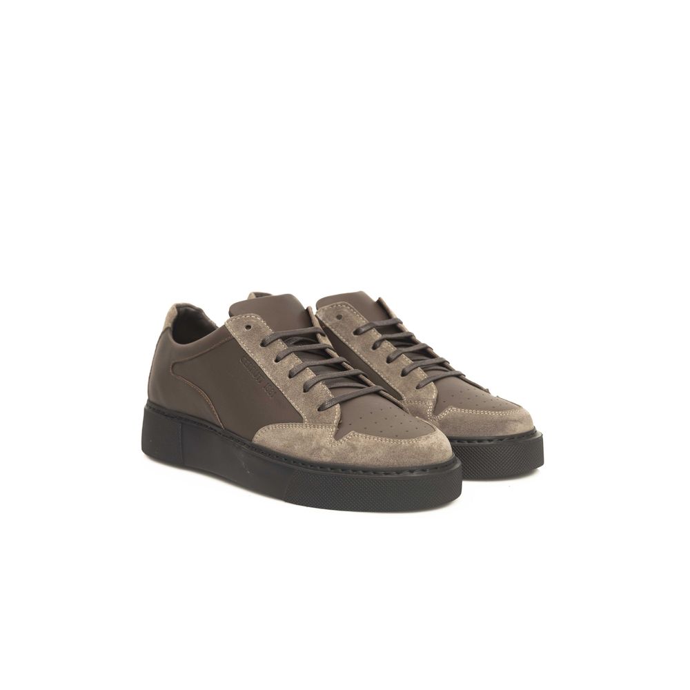 Cerruti 1881 Beige Leather Men Sneaker Cerruti 1881