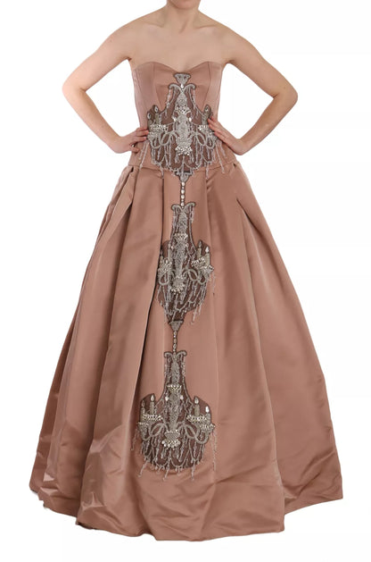 Dolce & Gabbana Crystal Pink Silk Chandelier Ball Gown Dress Dolce & Gabbana