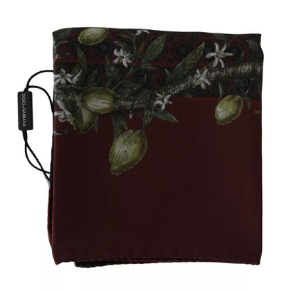 Dolce & Gabbana Bordeaux 100% Silk Floral Wrap Women Scarf Dolce & Gabbana