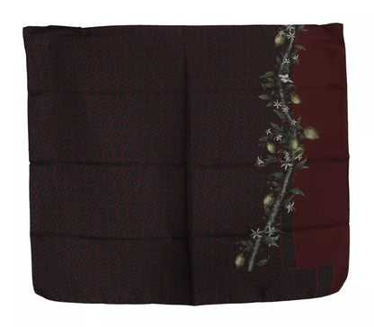 Dolce & Gabbana Bordeaux 100% Silk Floral Wrap Women Scarf Dolce & Gabbana