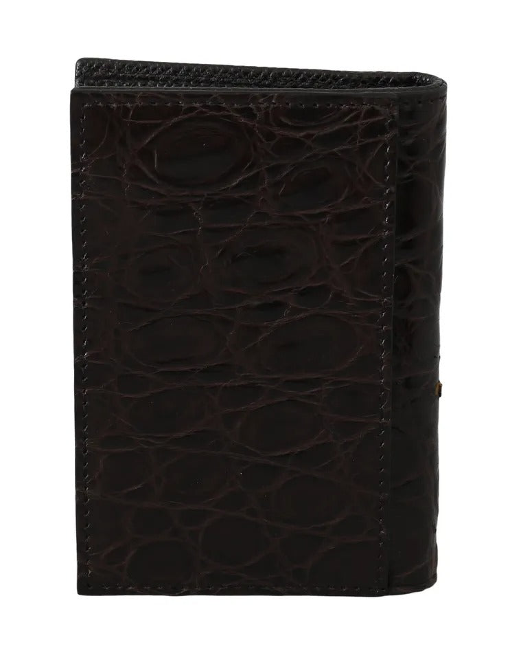 Dolce & Gabbana Brown 100% Caiman Mens Cardholder Case Cover Wallet Dolce & Gabbana