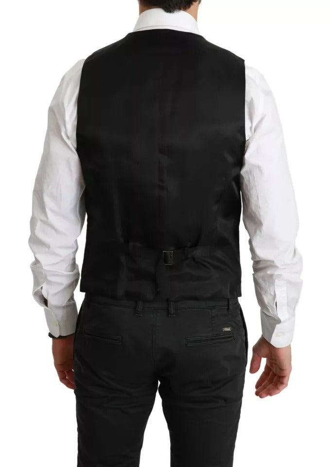 Dolce & Gabbana Black Wool Stretch Waistcoat Formal Dress Vest Dolce & Gabbana