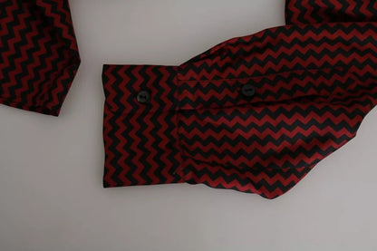 Dolce & Gabbana Black Red Zigzag Pattern Casual Shirt Dolce & Gabbana