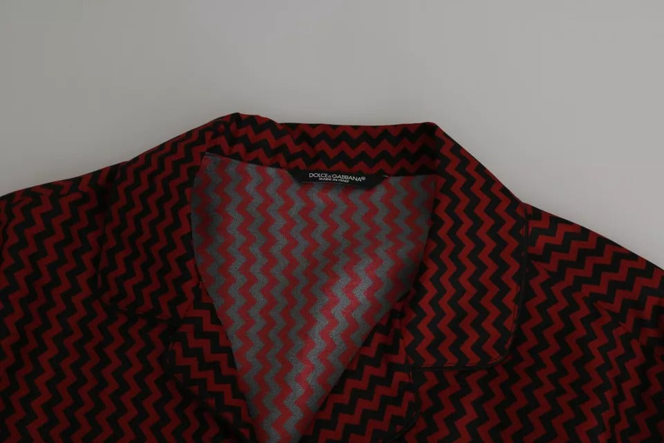 Dolce & Gabbana Black Red Zigzag Pattern Casual Shirt Dolce & Gabbana