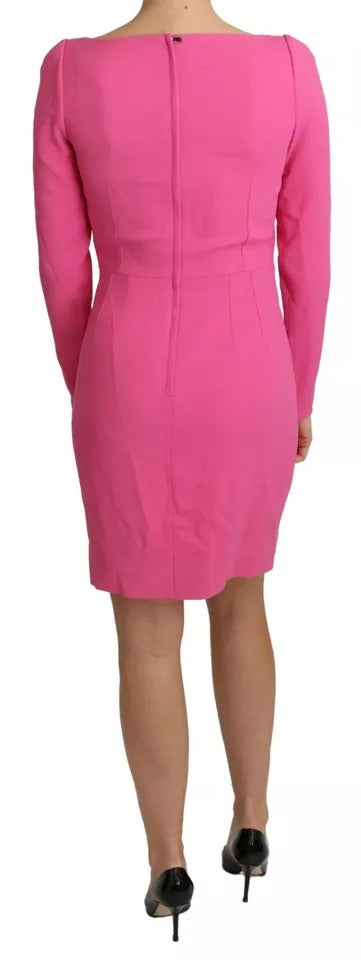 Dolce & Gabbana Pink Plunging Bodycon Sheath Mini Rayon Dress Dolce & Gabbana