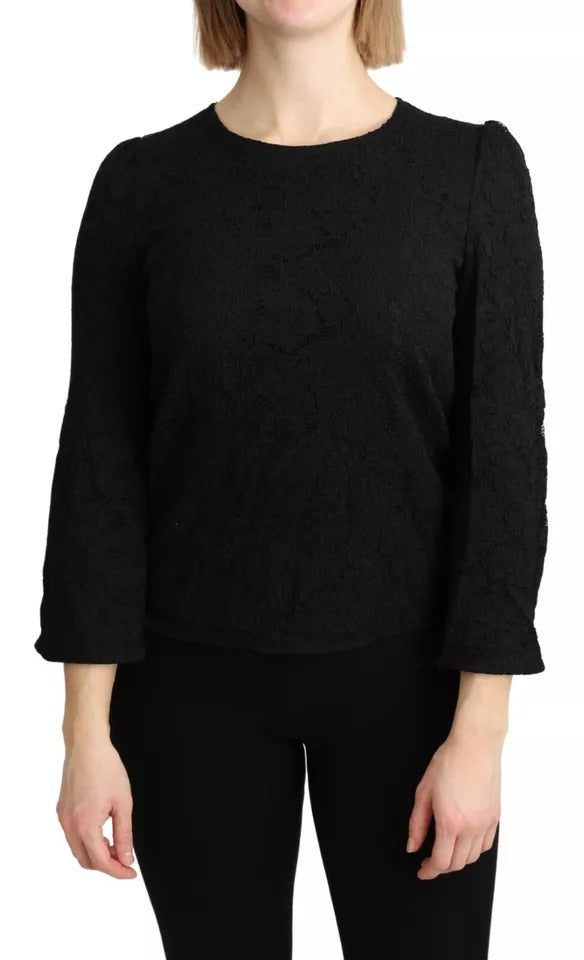 Dolce & Gabbana Black Lace Long Sleeves Blouse STAFF Top Dolce & Gabbana