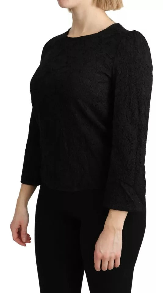 Dolce & Gabbana Black Lace Long Sleeves Blouse STAFF Top Dolce & Gabbana