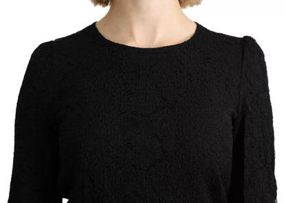 Dolce & Gabbana Black Lace Long Sleeves Blouse STAFF Top Dolce & Gabbana