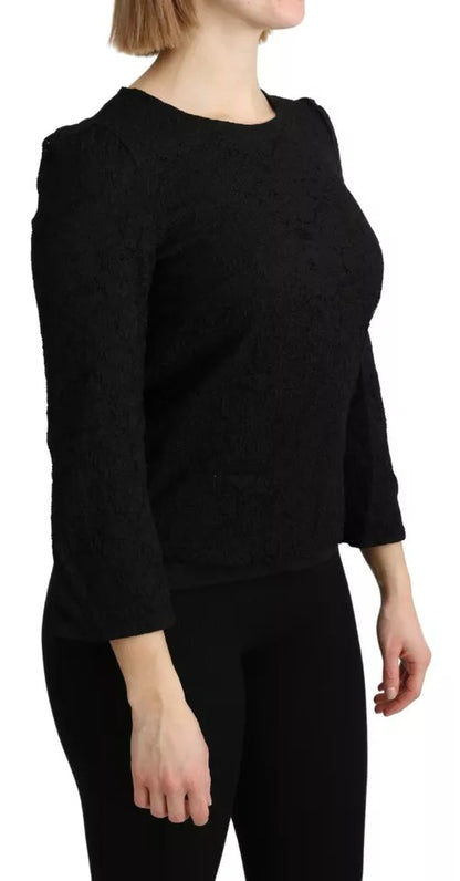 Dolce & Gabbana Black Lace Long Sleeves Blouse STAFF Top Dolce & Gabbana