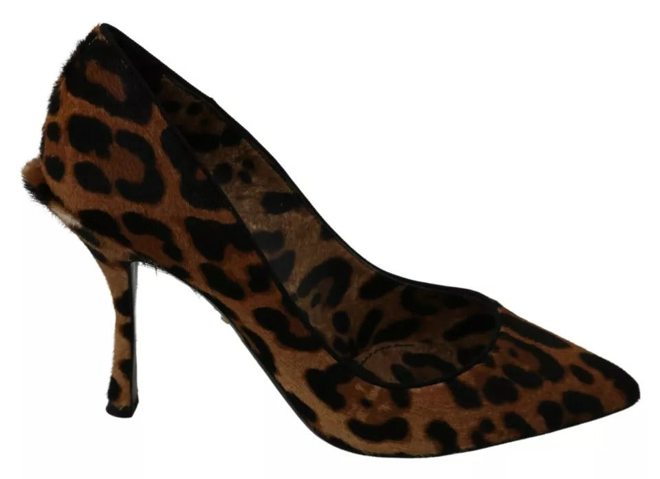 Dolce & Gabbana Brown Leopard Pony Hair Heels Pumps Shoes Dolce & Gabbana