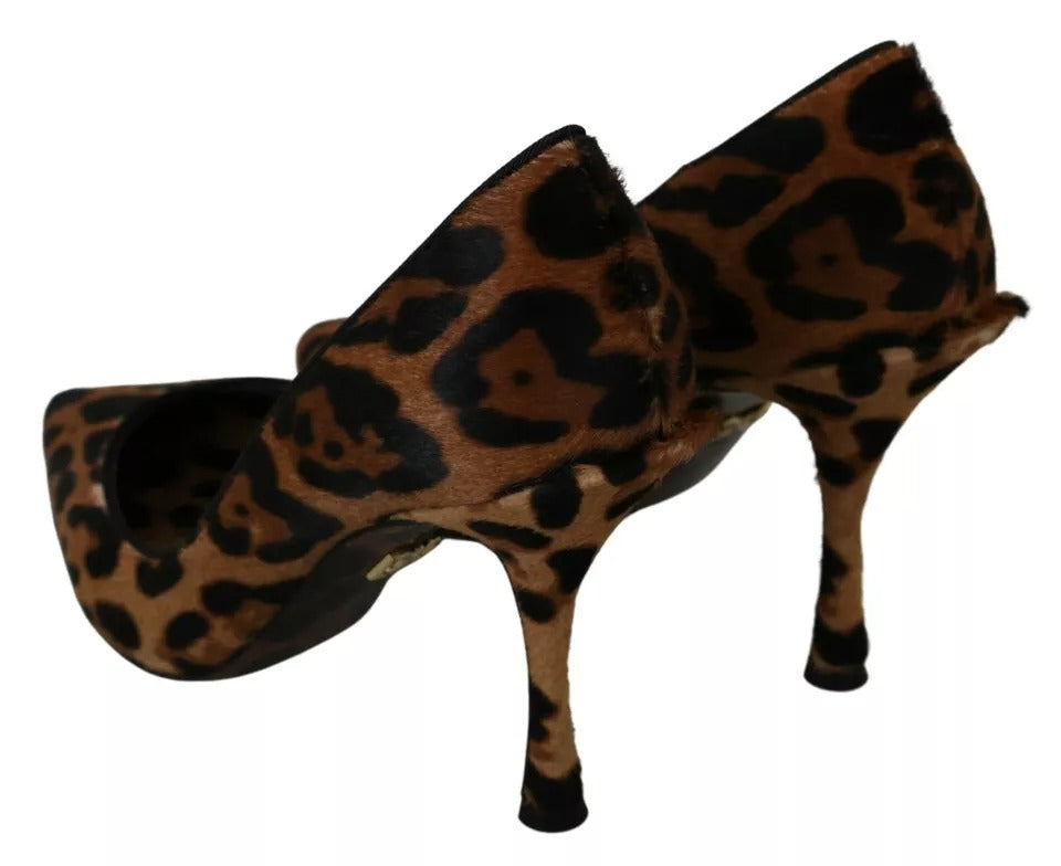 Dolce & Gabbana Brown Leopard Pony Hair Heels Pumps Shoes Dolce & Gabbana