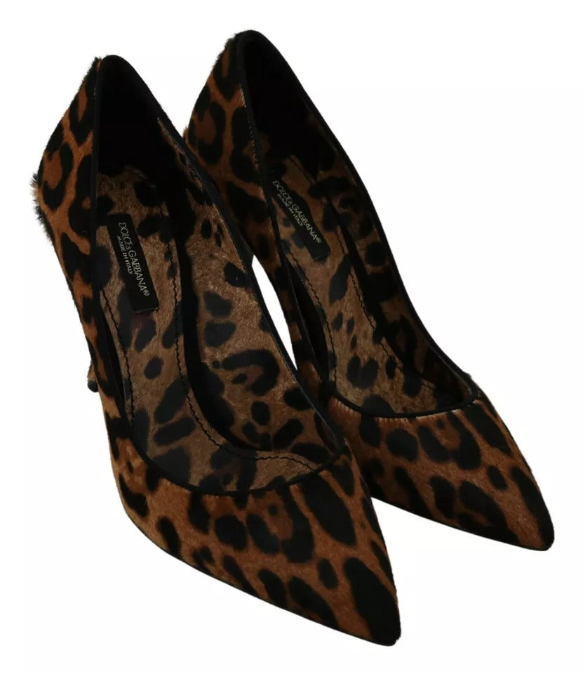 Dolce & Gabbana Brown Leopard Pony Hair Heels Pumps Shoes Dolce & Gabbana