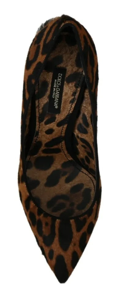 Dolce & Gabbana Brown Leopard Pony Hair Heels Pumps Shoes Dolce & Gabbana