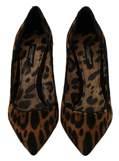 Dolce & Gabbana Brown Leopard Pony Hair Heels Pumps Shoes Dolce & Gabbana