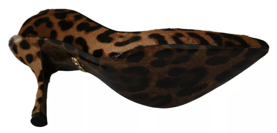 Dolce & Gabbana Brown Leopard Pony Hair Heels Pumps Shoes Dolce & Gabbana