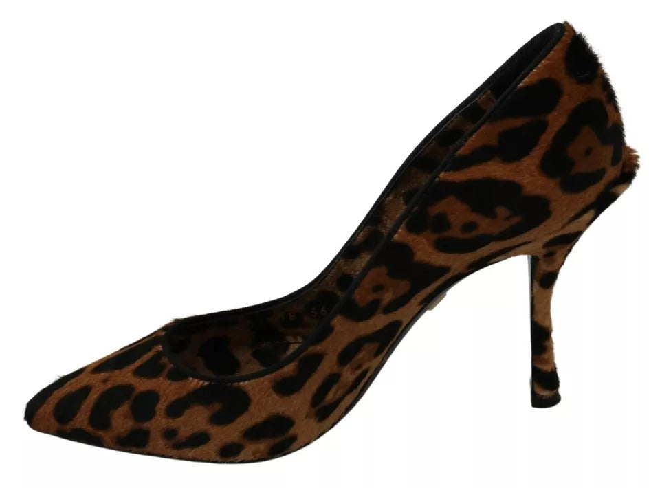 Dolce & Gabbana Brown Leopard Pony Hair Heels Pumps Shoes Dolce & Gabbana