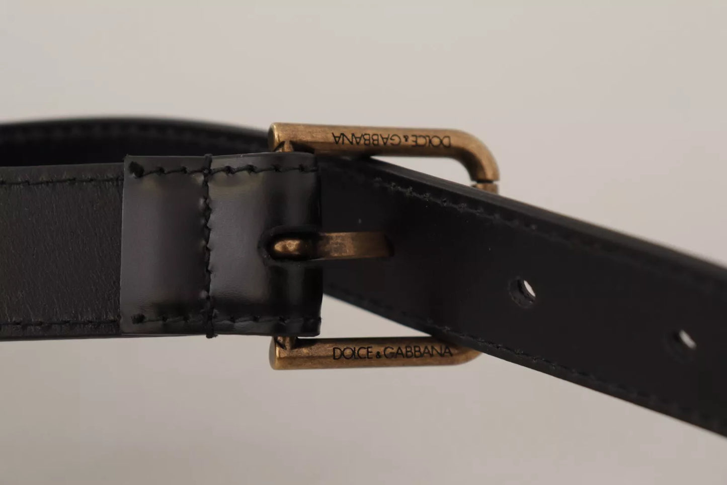 Dolce & Gabbana Black Classic Calf Leather Vintage Metal Buckle Belt Dolce & Gabbana