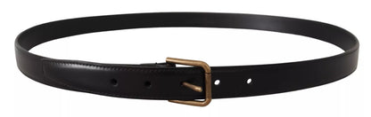 Dolce & Gabbana Black Classic Calf Leather Vintage Metal Buckle Belt Dolce & Gabbana