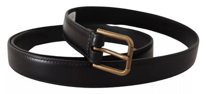 Dolce & Gabbana Black Classic Calf Leather Vintage Metal Buckle Belt Dolce & Gabbana