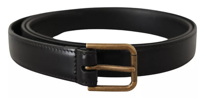 Dolce & Gabbana Black Classic Calf Leather Vintage Metal Buckle Belt Dolce & Gabbana