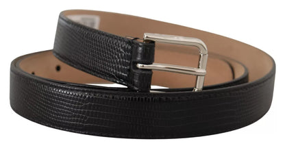 Dolce & Gabbana Black Classic Leather Silver Metal Buckle Belt Dolce & Gabbana