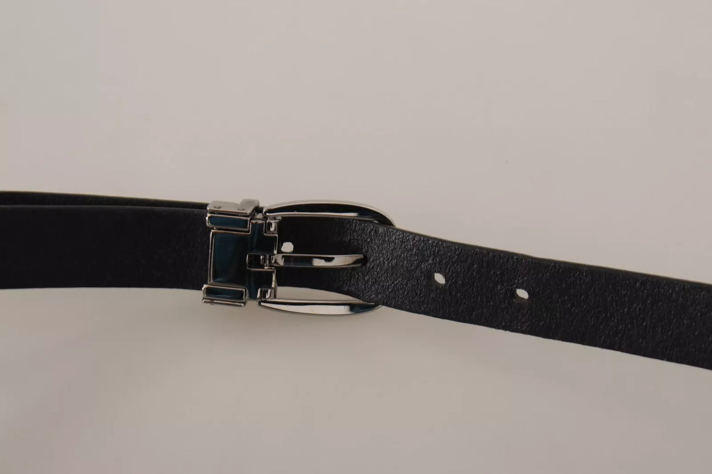 Dolce & Gabbana Black Classic Leather Silver Tone Metal Buckle Belt Dolce & Gabbana