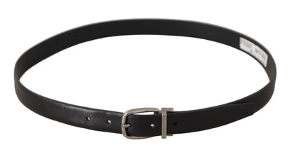 Dolce & Gabbana Black Classic Leather Silver Tone Metal Buckle Belt Dolce & Gabbana