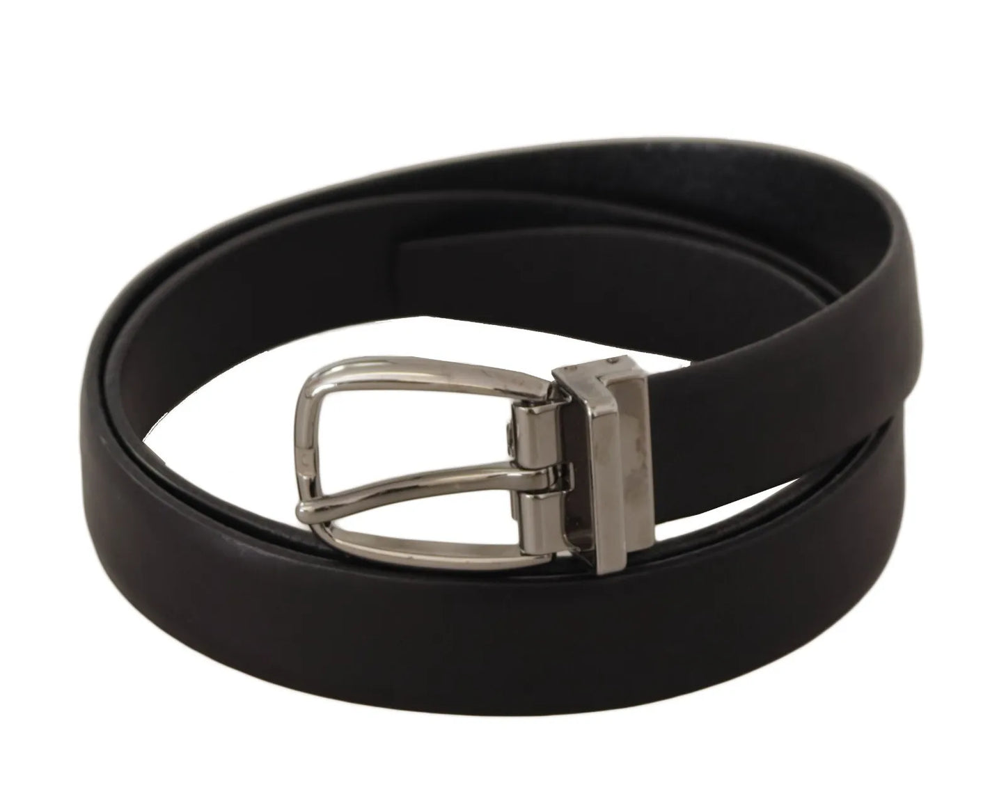 Dolce & Gabbana Black Classic Leather Silver Tone Metal Buckle Belt Dolce & Gabbana