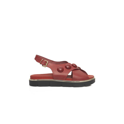 Cerruti 1881 Red Leather Women Sandal Cerruti 1881