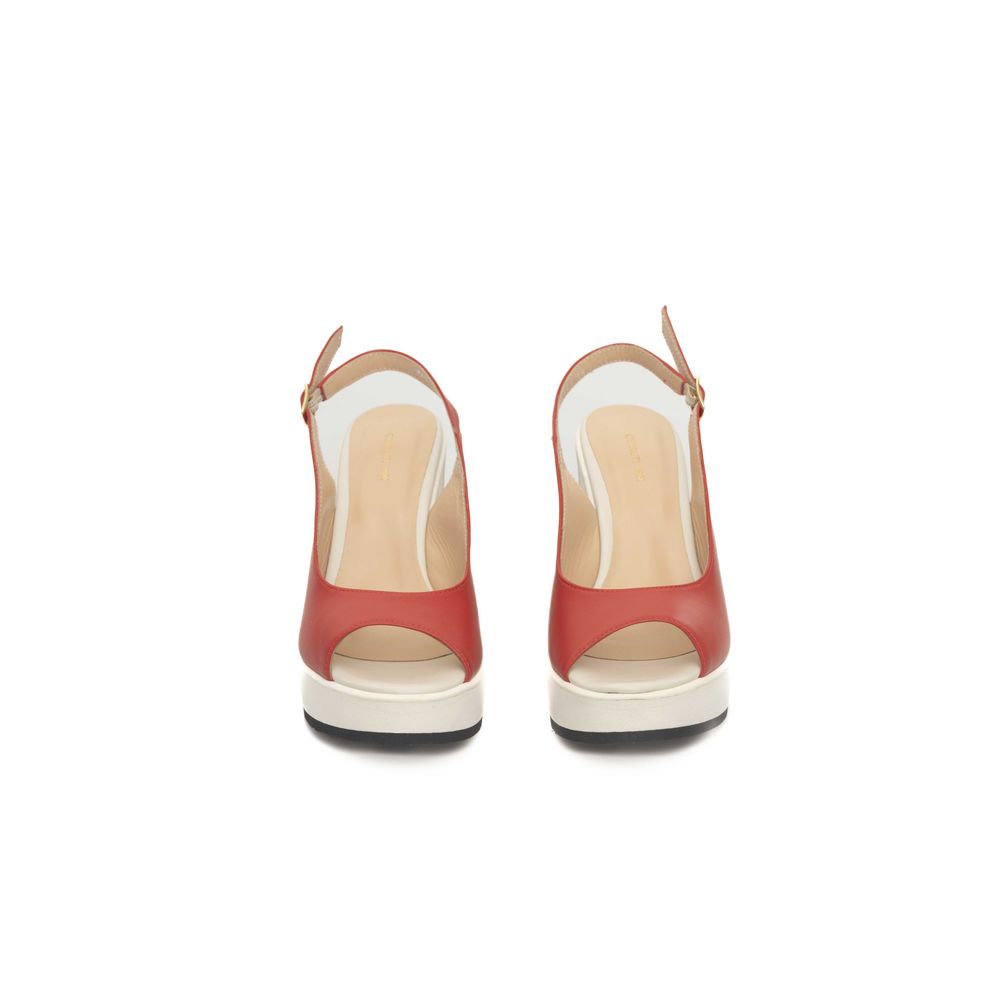 Cerruti 1881 Red Leather Women Sandal Cerruti 1881