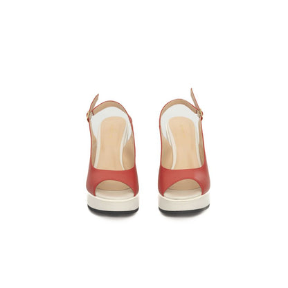 Cerruti 1881 Red Leather Women Sandal Cerruti 1881