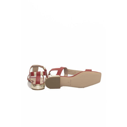 Cerruti 1881 Red Goat Leather Women Sandal Cerruti 1881