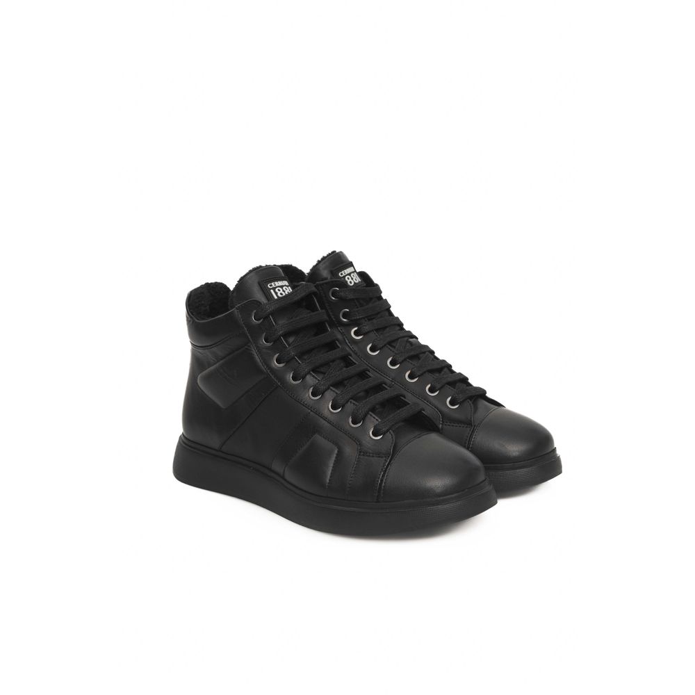 Cerruti 1881 Black Leather Women Sneaker Cerruti 1881