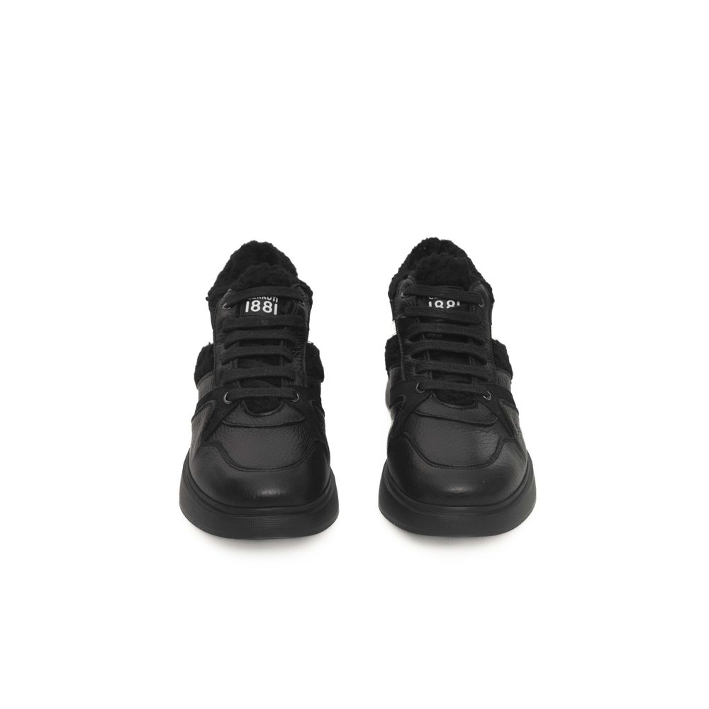 Cerruti 1881 Black Leather Women Platform Sneaker Cerruti 1881