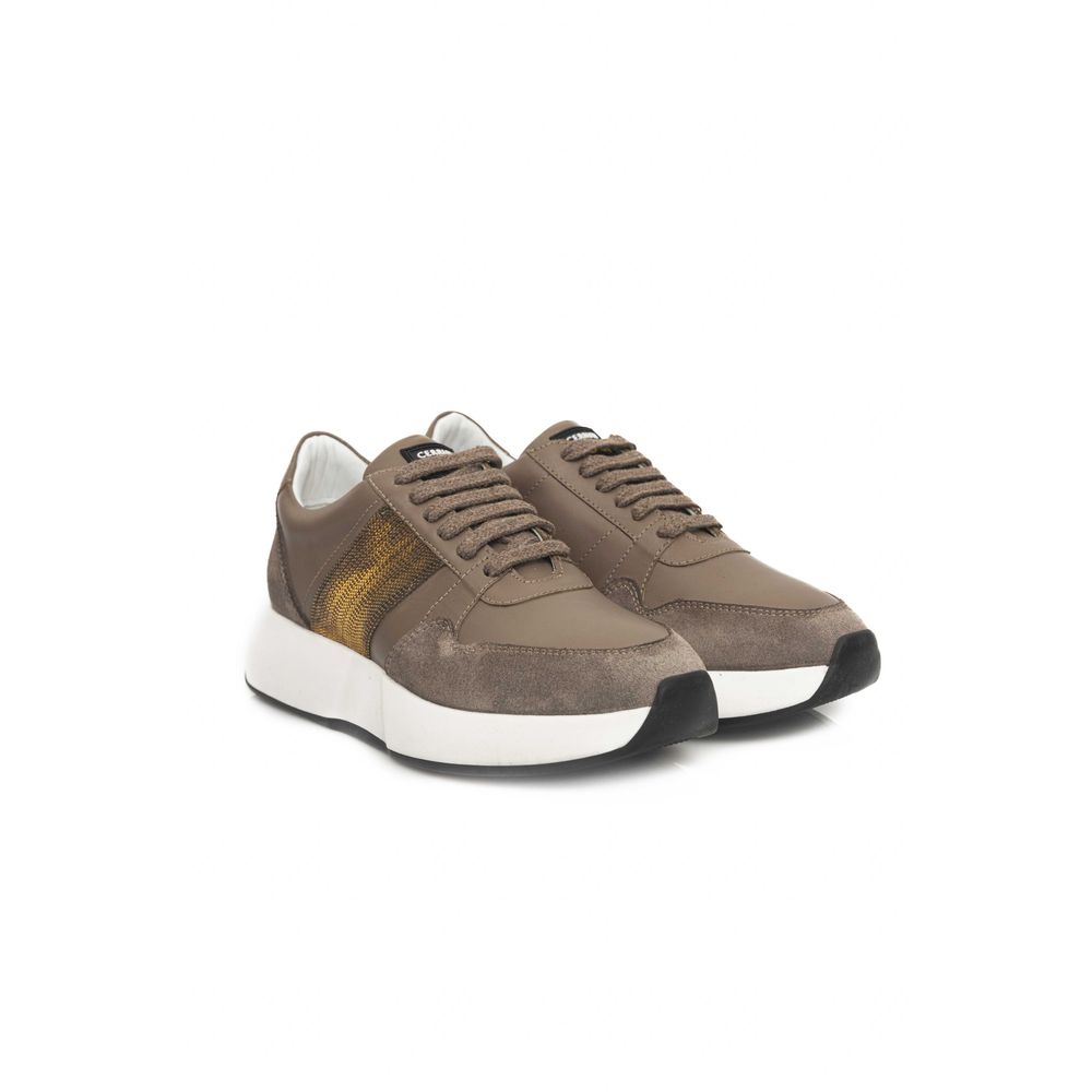 Cerruti 1881 Beige Leather Women Sneaker Cerruti 1881