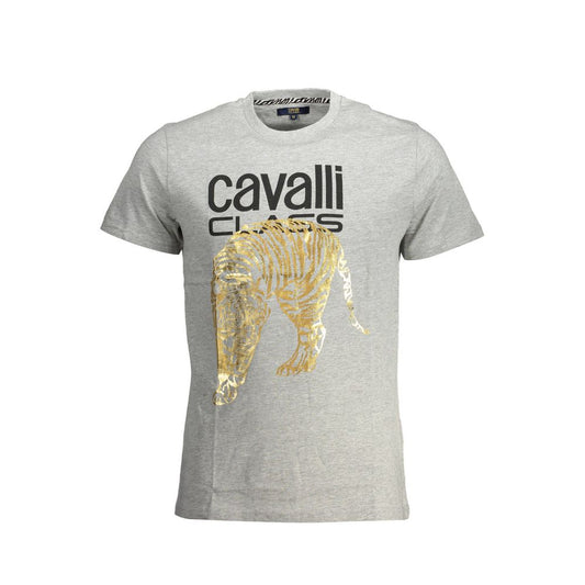 Cavalli Class Gray Cotton T-Shirt Cavalli Class