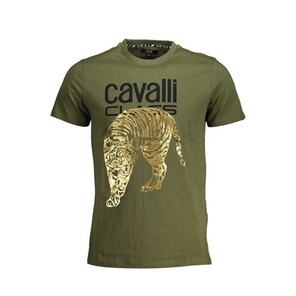 Cavalli Class Green Cotton T-Shirt Cavalli Class