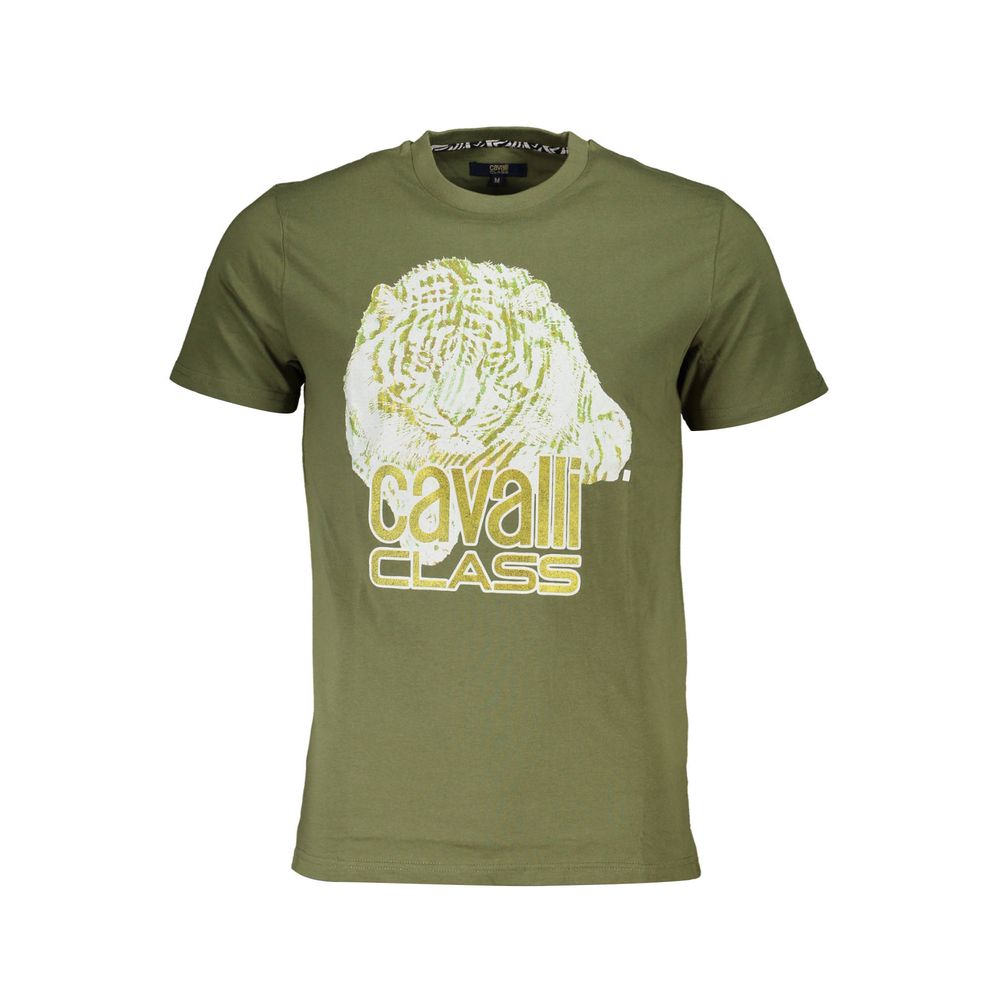 Cavalli Class Green Cotton T-Shirt Cavalli Class