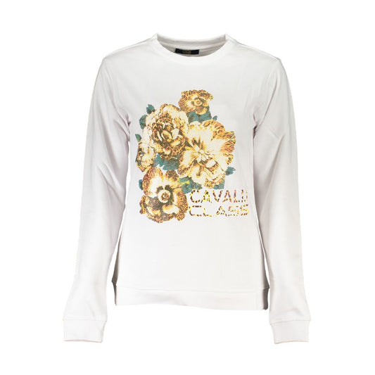 Cavalli Class White Cotton Sweater Cavalli Class