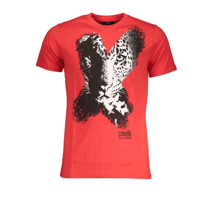 Cavalli Class Red Cotton T-Shirt Cavalli Class