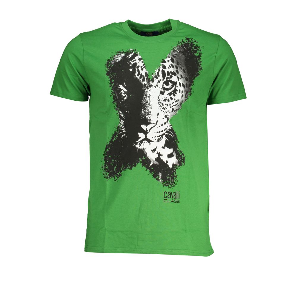 Cavalli Class Green Cotton T-Shirt Cavalli Class