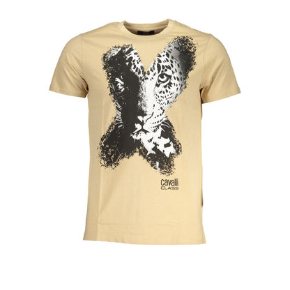 Cavalli Class Beige Cotton T-Shirt Cavalli Class