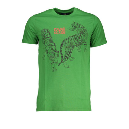 Cavalli Class Green Cotton T-Shirt Cavalli Class