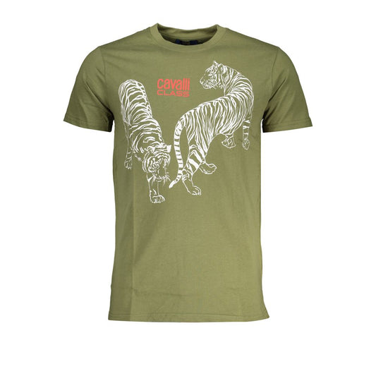 Cavalli Class Green Cotton T-Shirt Cavalli Class