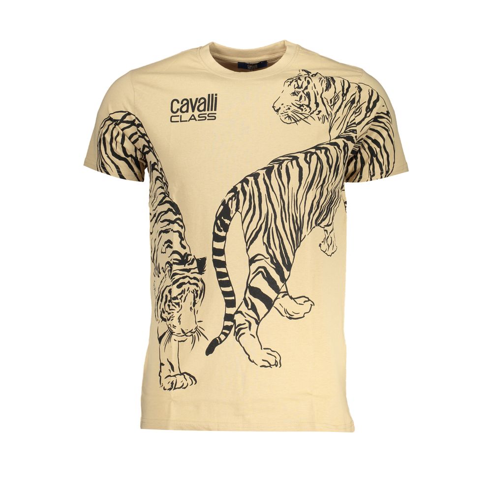 Cavalli Class Beige Cotton T-Shirt Cavalli Class