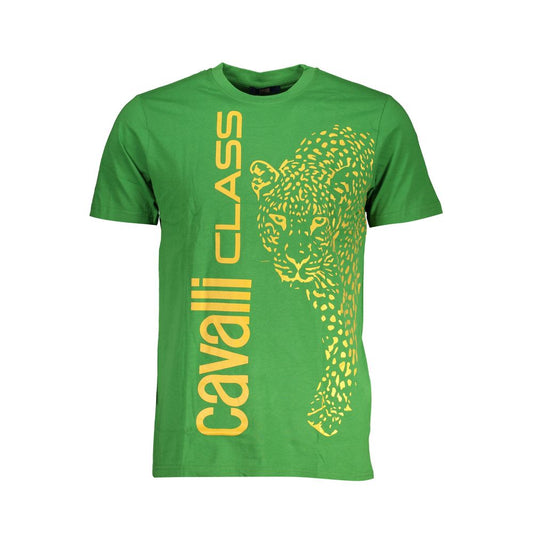 Cavalli Class Green Cotton T-Shirt Cavalli Class