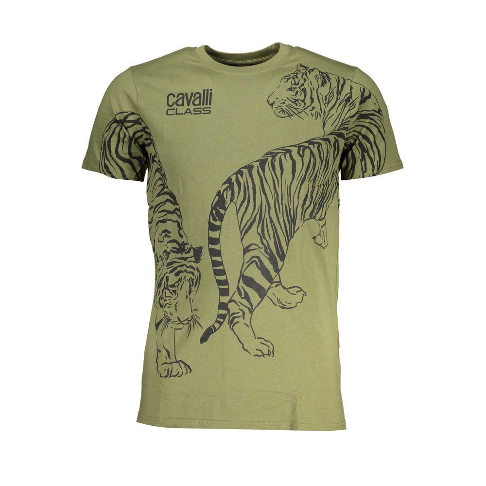 Cavalli Class Green Cotton T-Shirt